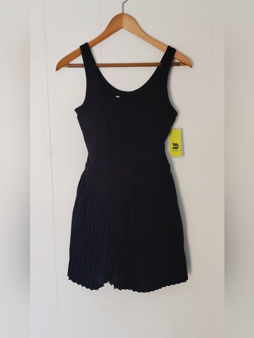 all in motion Black Sleeveless Pleated Mini Dress With Shorts